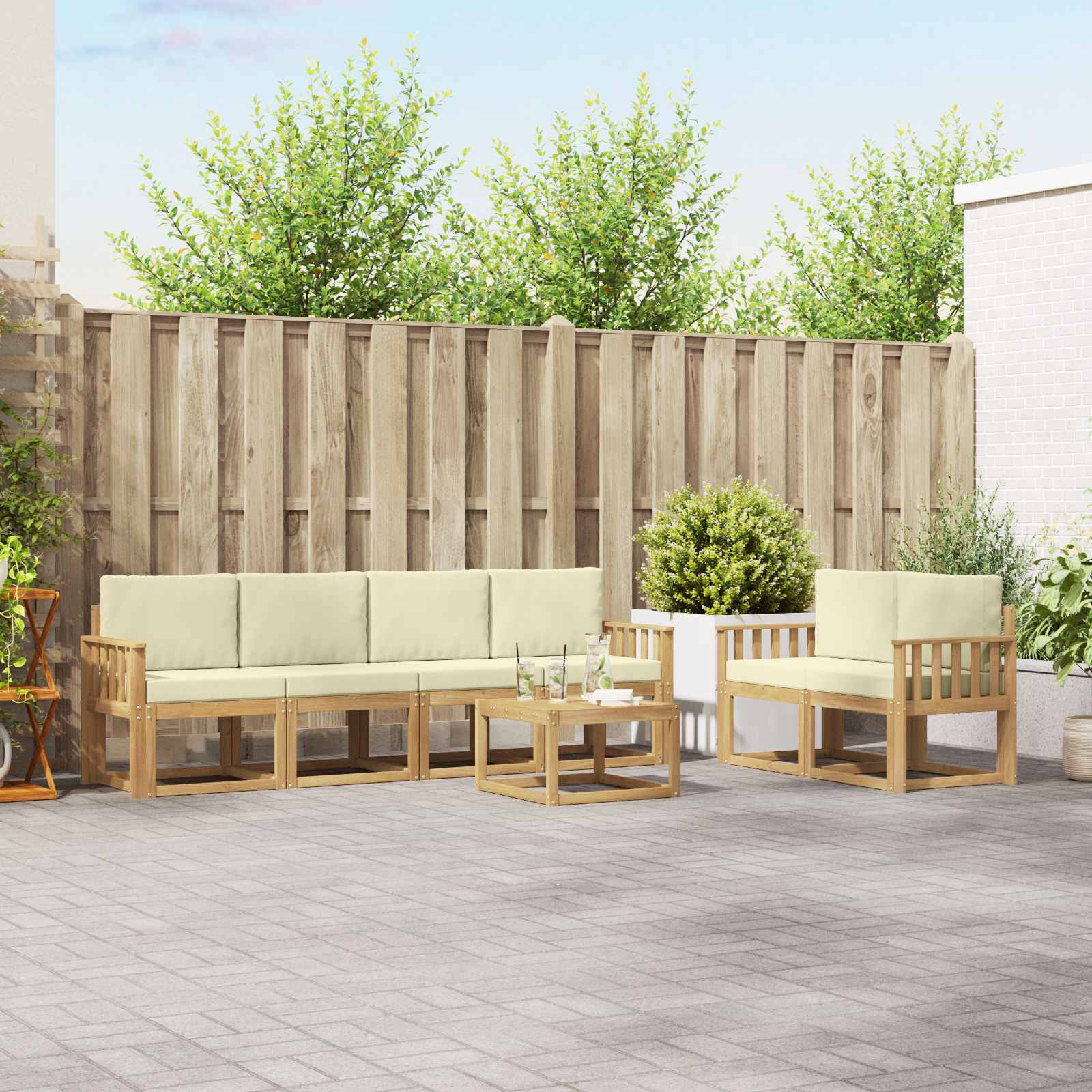 Set vanjskih sofa s jastukom 7 pcs Bijela i krem