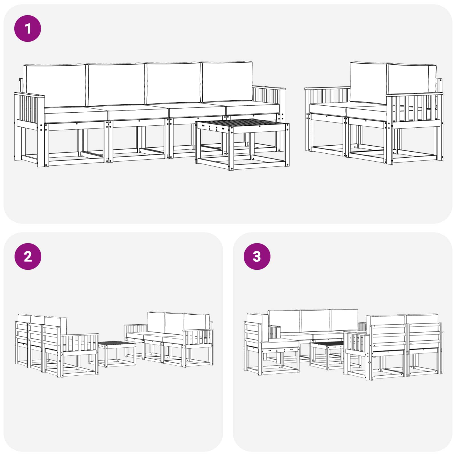 Set vanjskih sofa s jastukom 7 pcs Bijela i krem