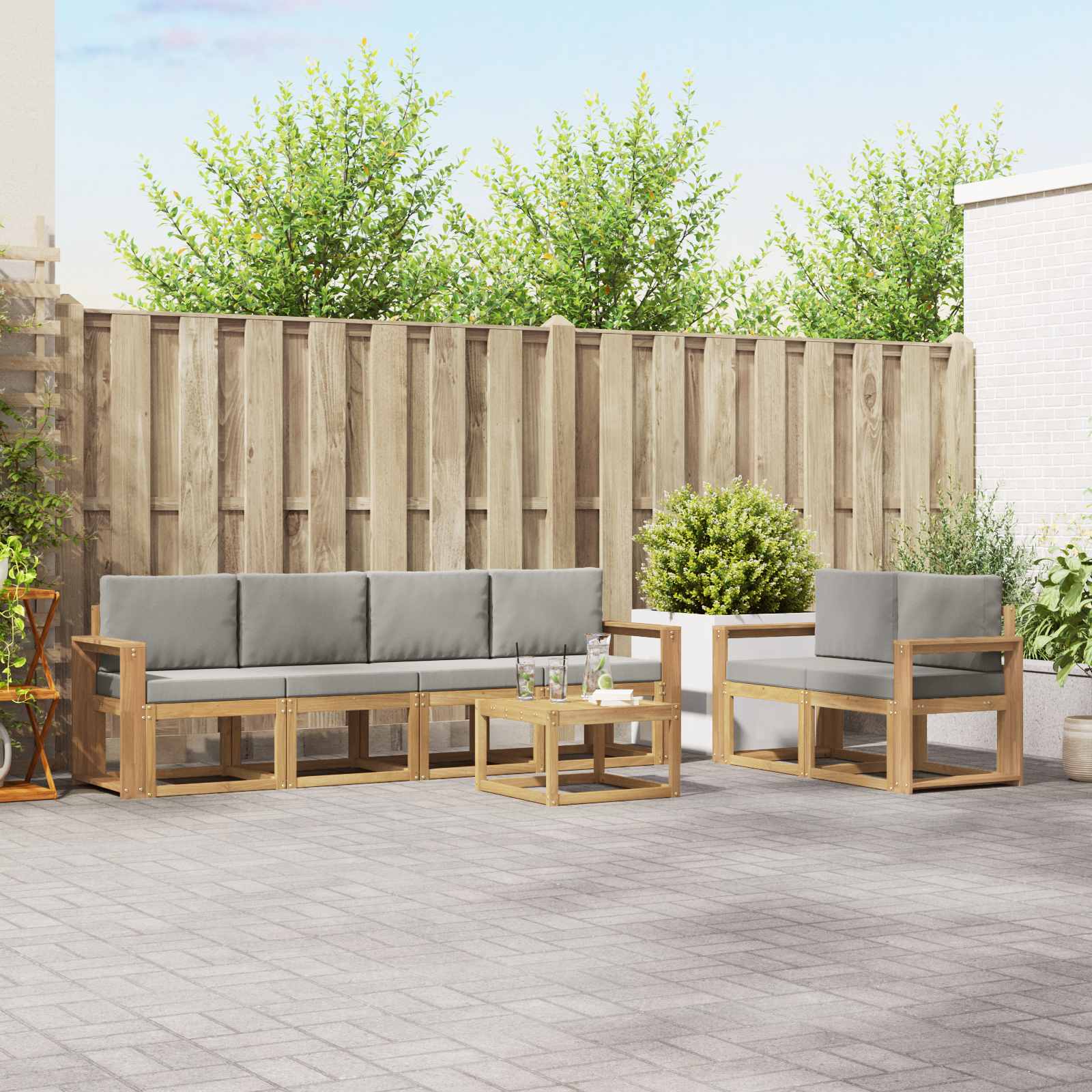 Set vanjskih sofa 7 pcs Bijela i svjetlosiva 59 x 59 x 37 cm
