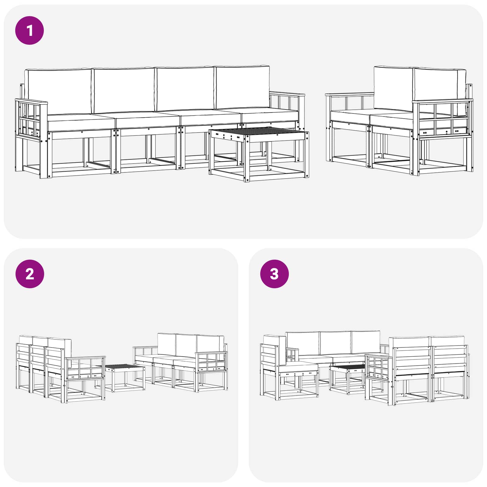 Set vanjskih sofa s jastukom 7 pcs Bijela i krem