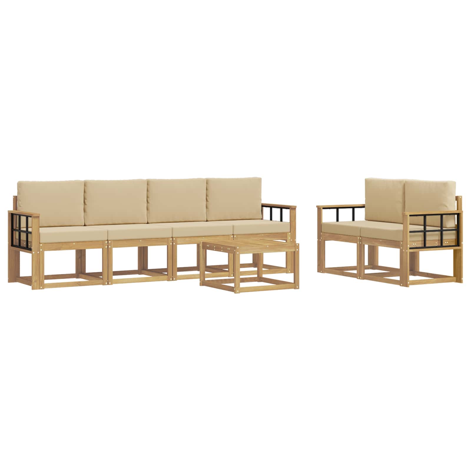 Set vanjskih sofa s jastukom 7 pcs Bijela i bež