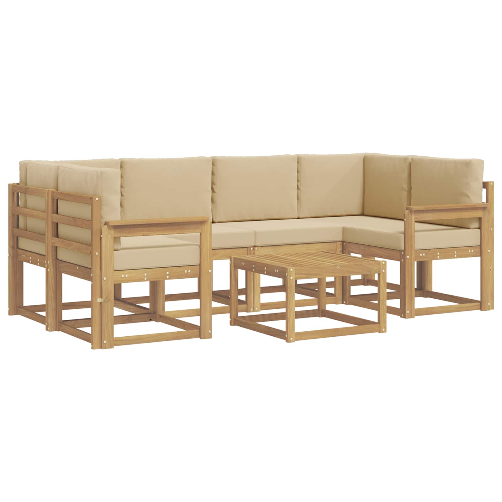 Set vanjskih sofa s jastukom 7 pcs Bijela i bež