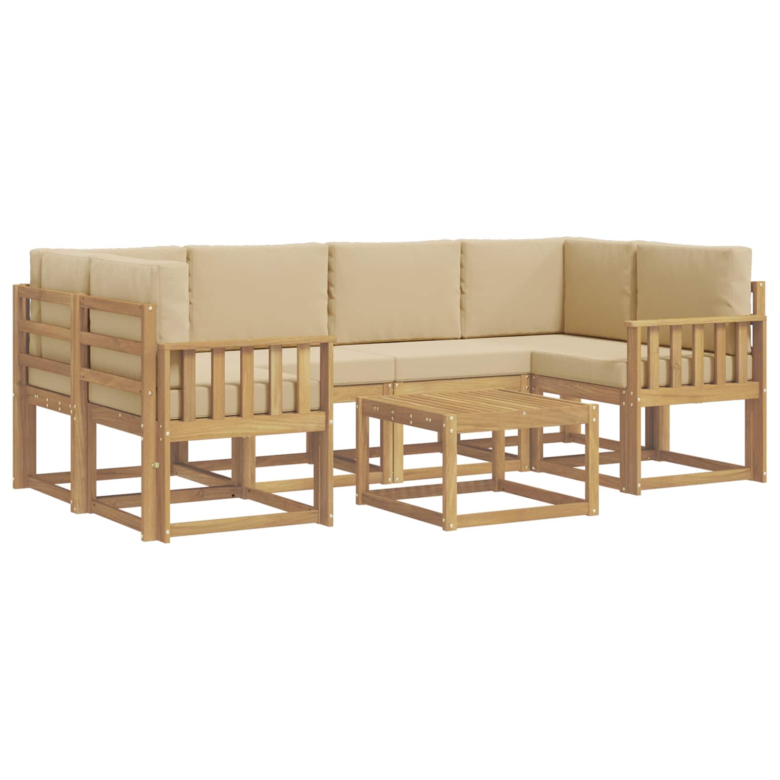 Set vanjskih sofa s jastukom 7 pcs Bijela i bež