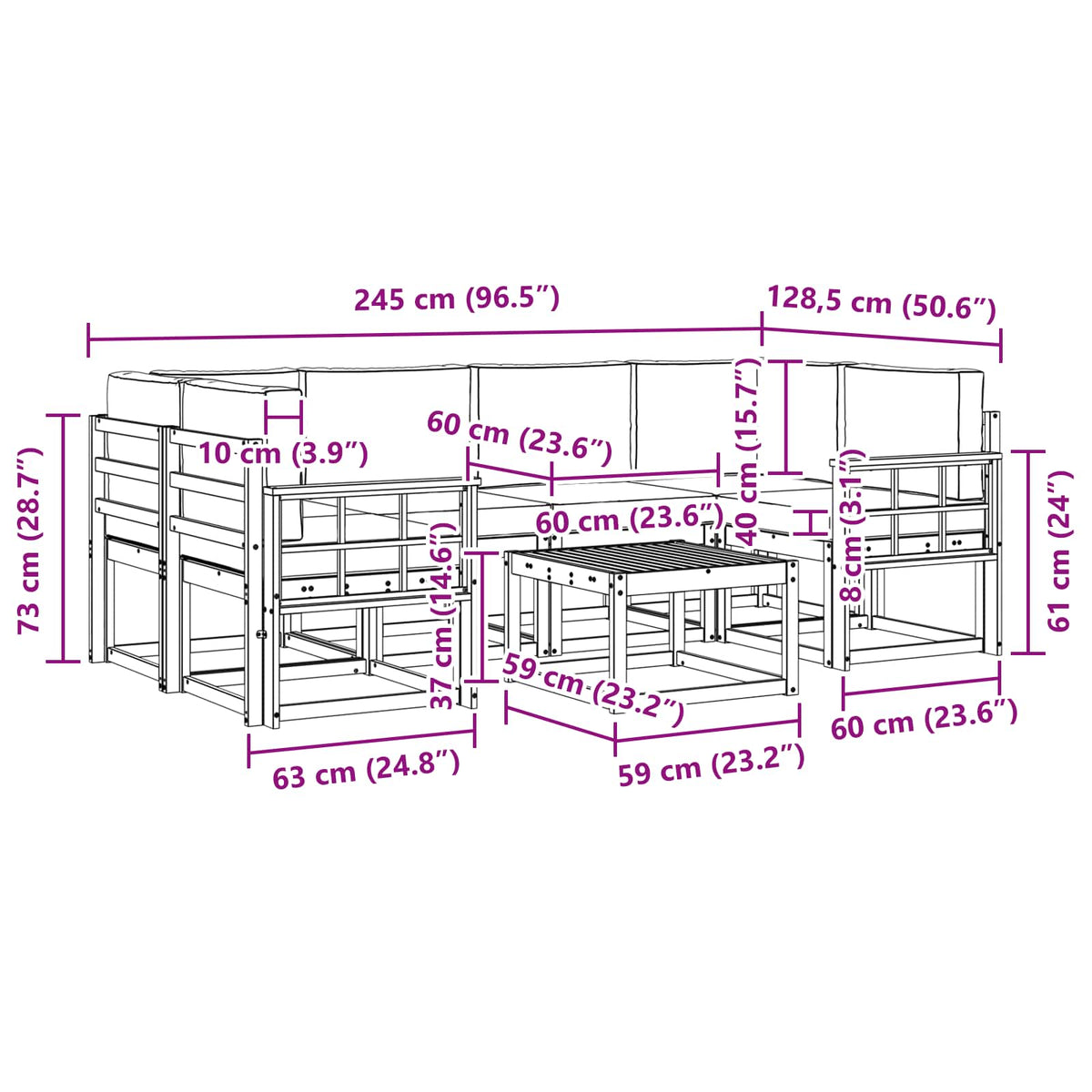 Set vanjskih sofa 7 kom. Bijela i antracit
