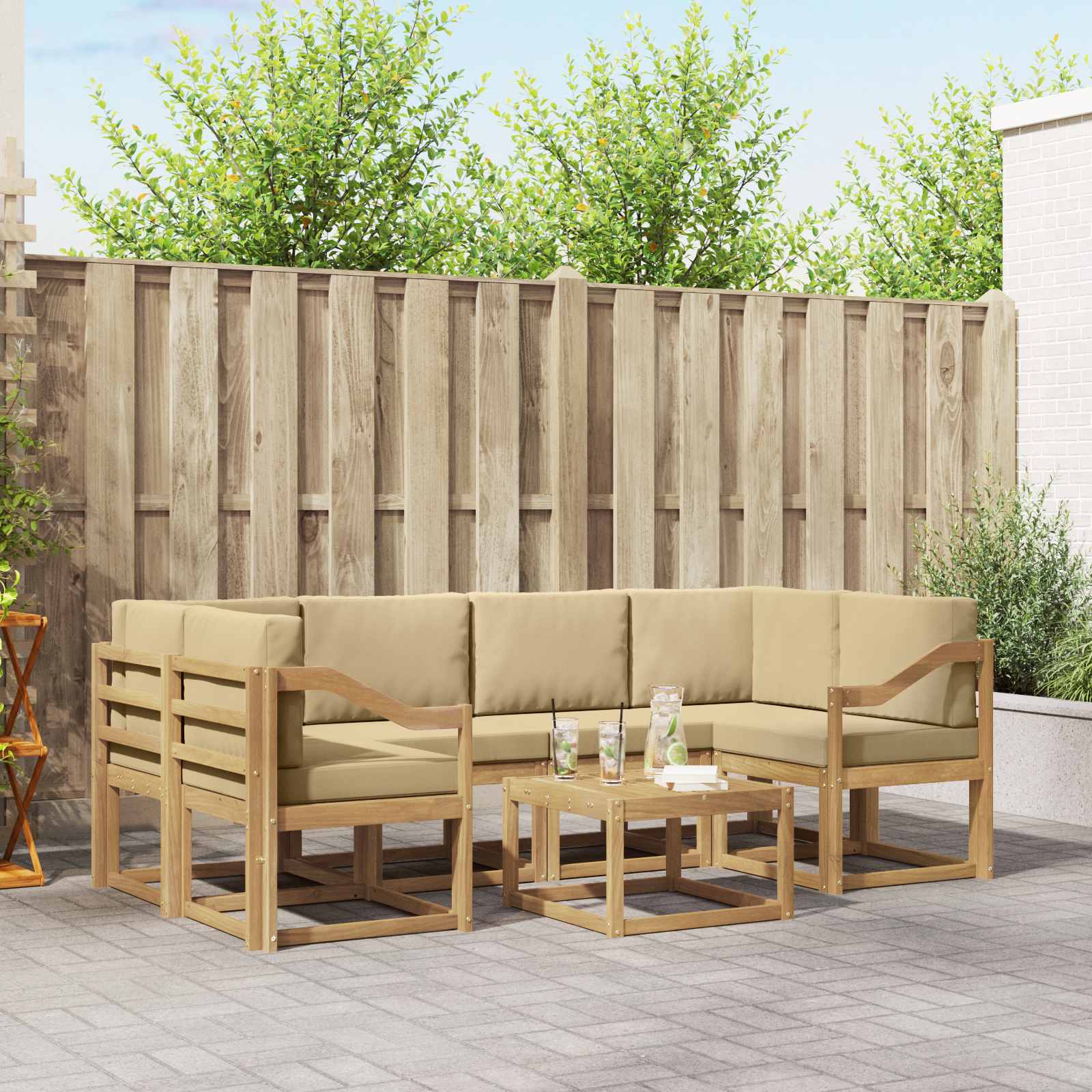 Set vanjskih sofa 7 kom. Bijela i bež
