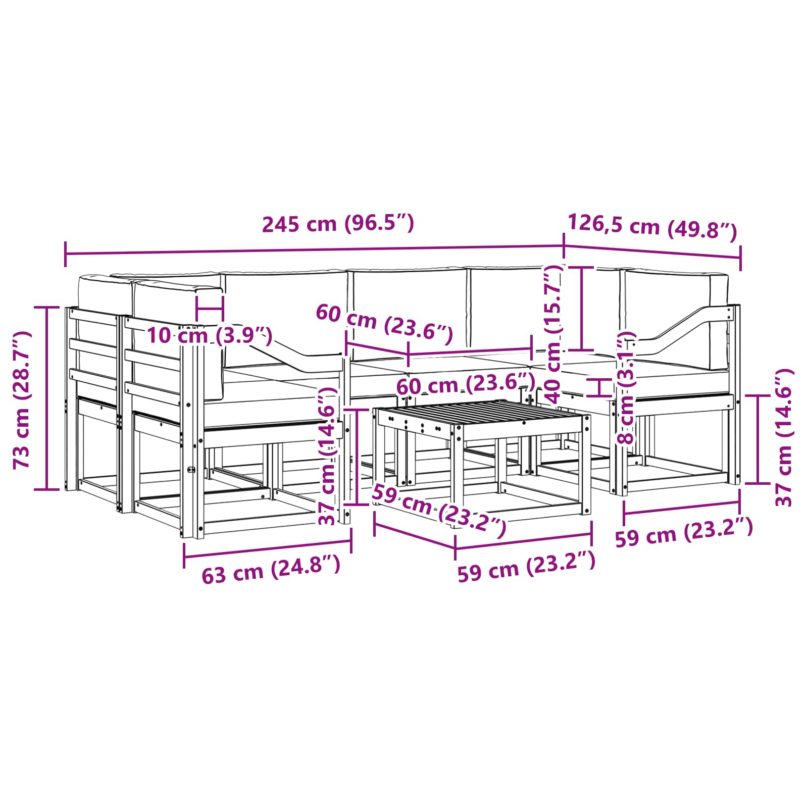Set vanjskih sofa 7 kom. Bijela i bež