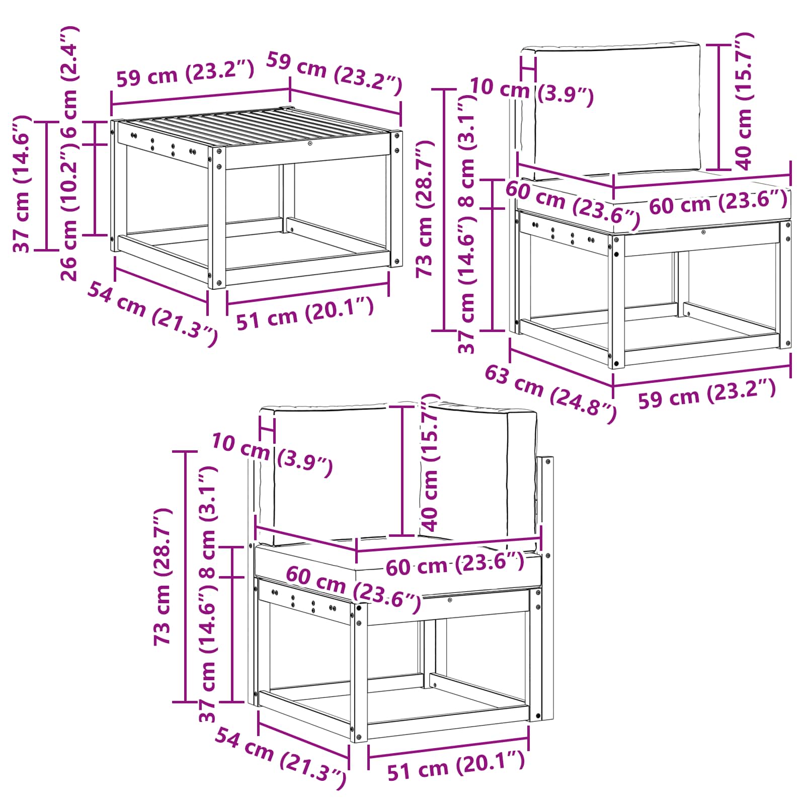 Set vanjskih sofa 7 kom. Bijela i bež