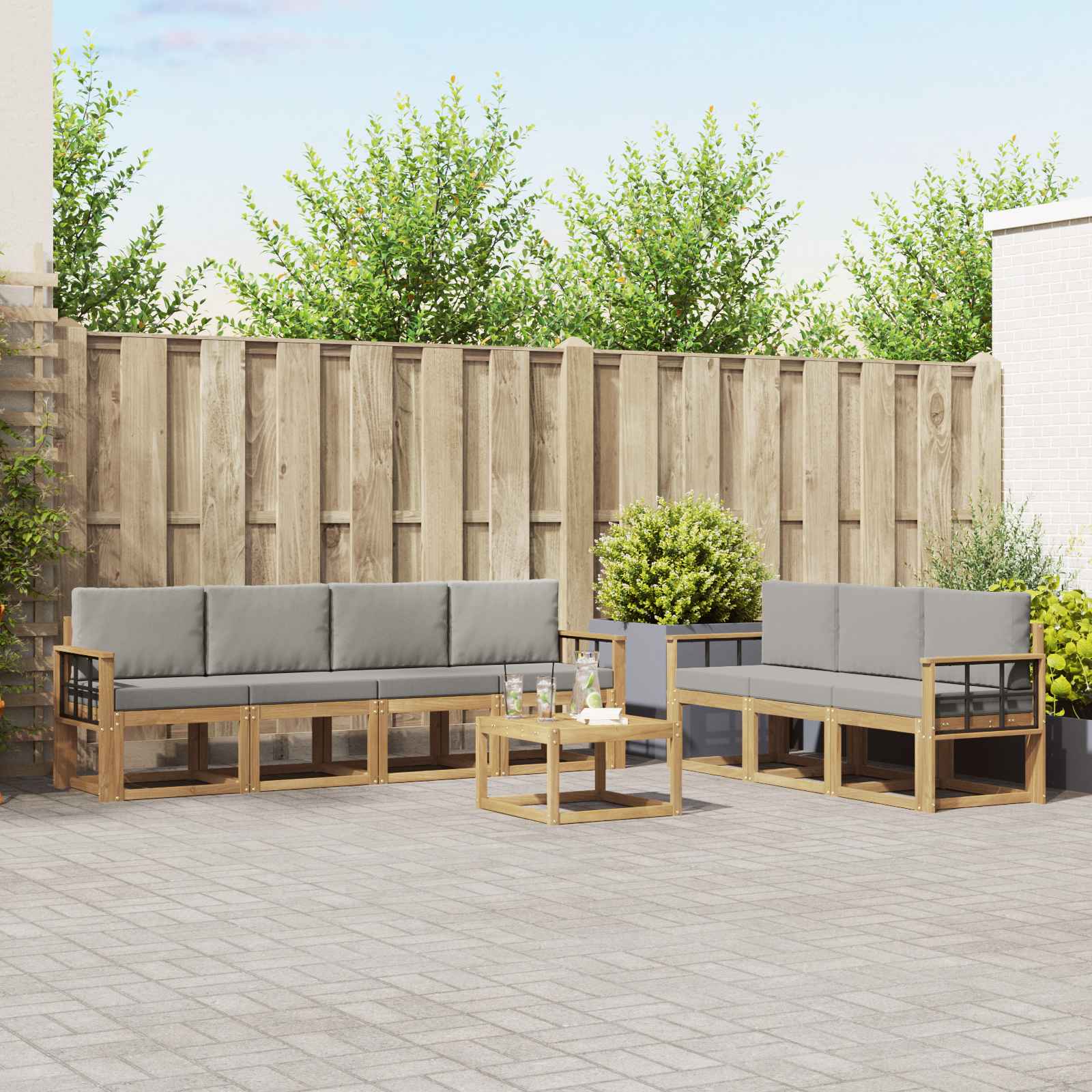 Set vanjskih sofa 8 pcs Bijela i svjetlosiva 59 x 59 x 37 cm