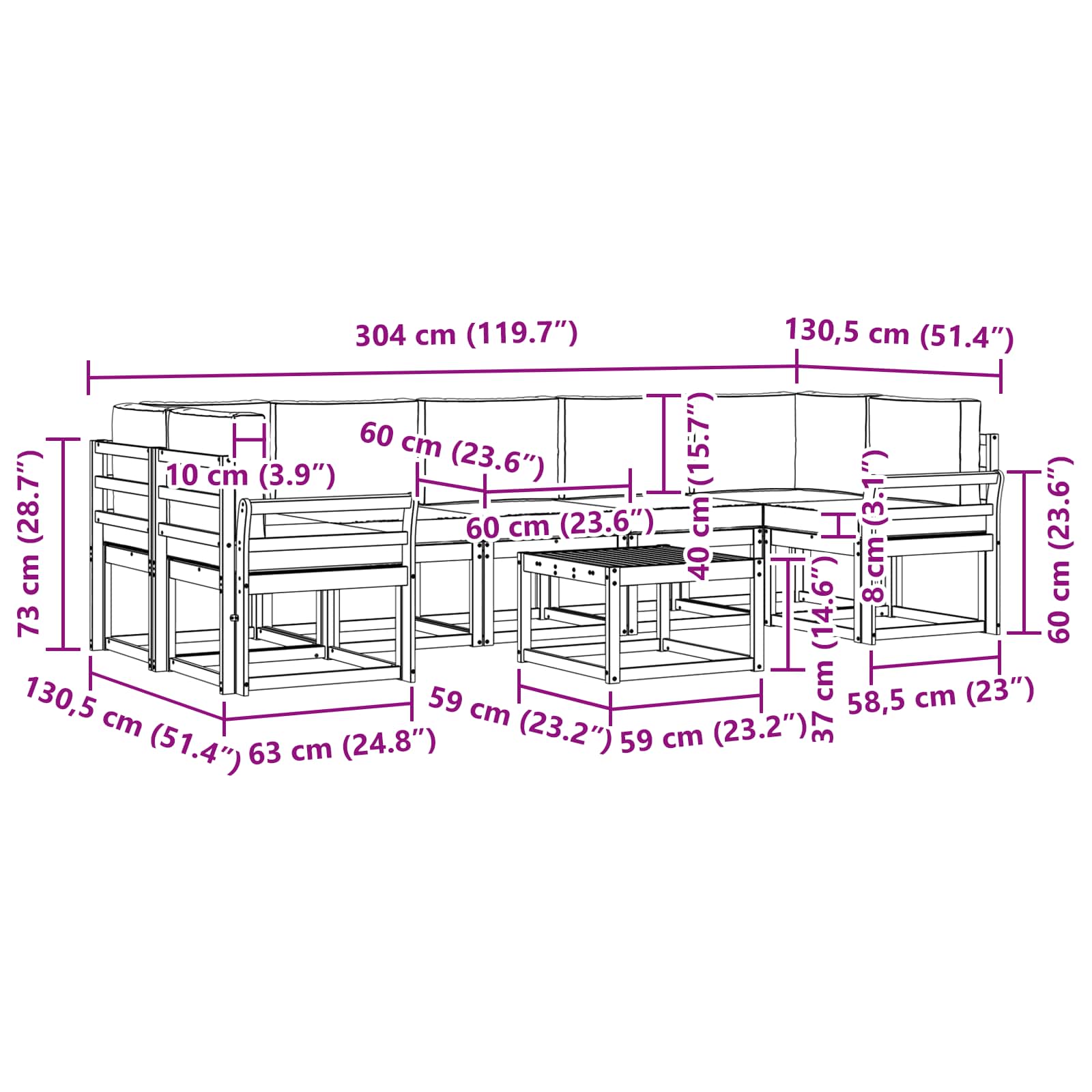 Set vanjskih sofa 6 pcs
