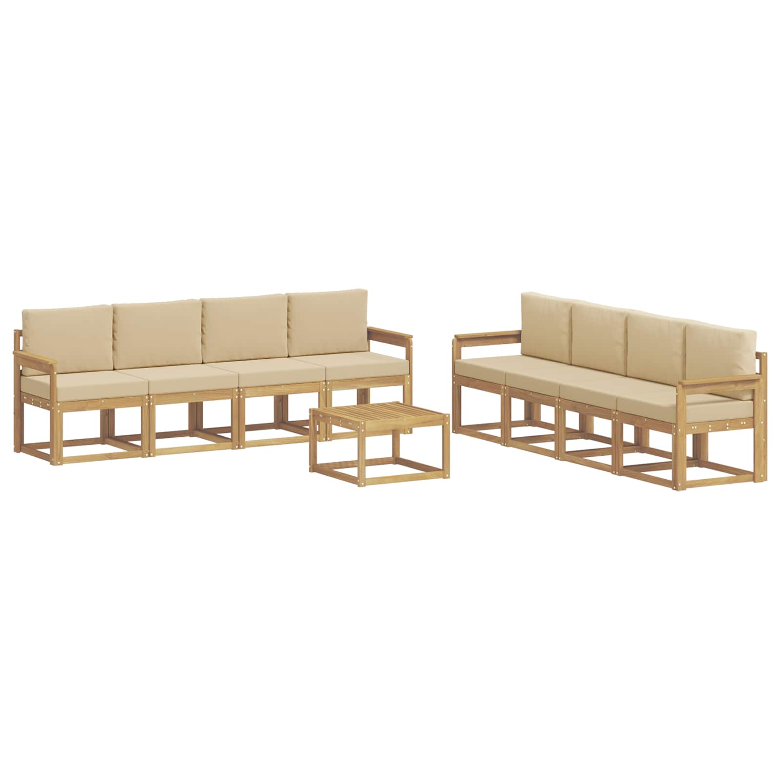 Set vanjskih sofa s jastukom 9 pcs Bijela i bež