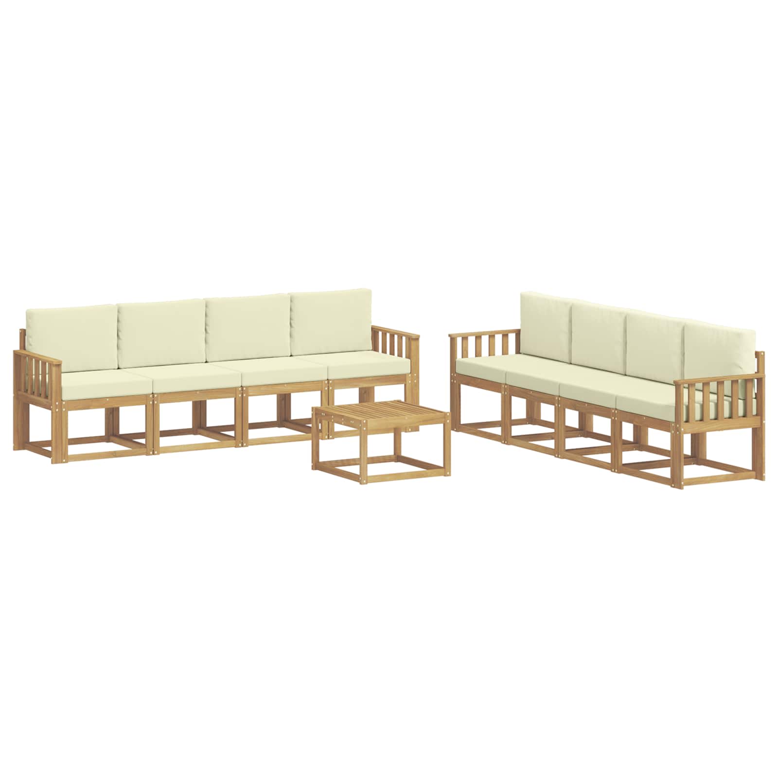 Set vanjskih sofa s jastukom 9 pcs Bijela i krem