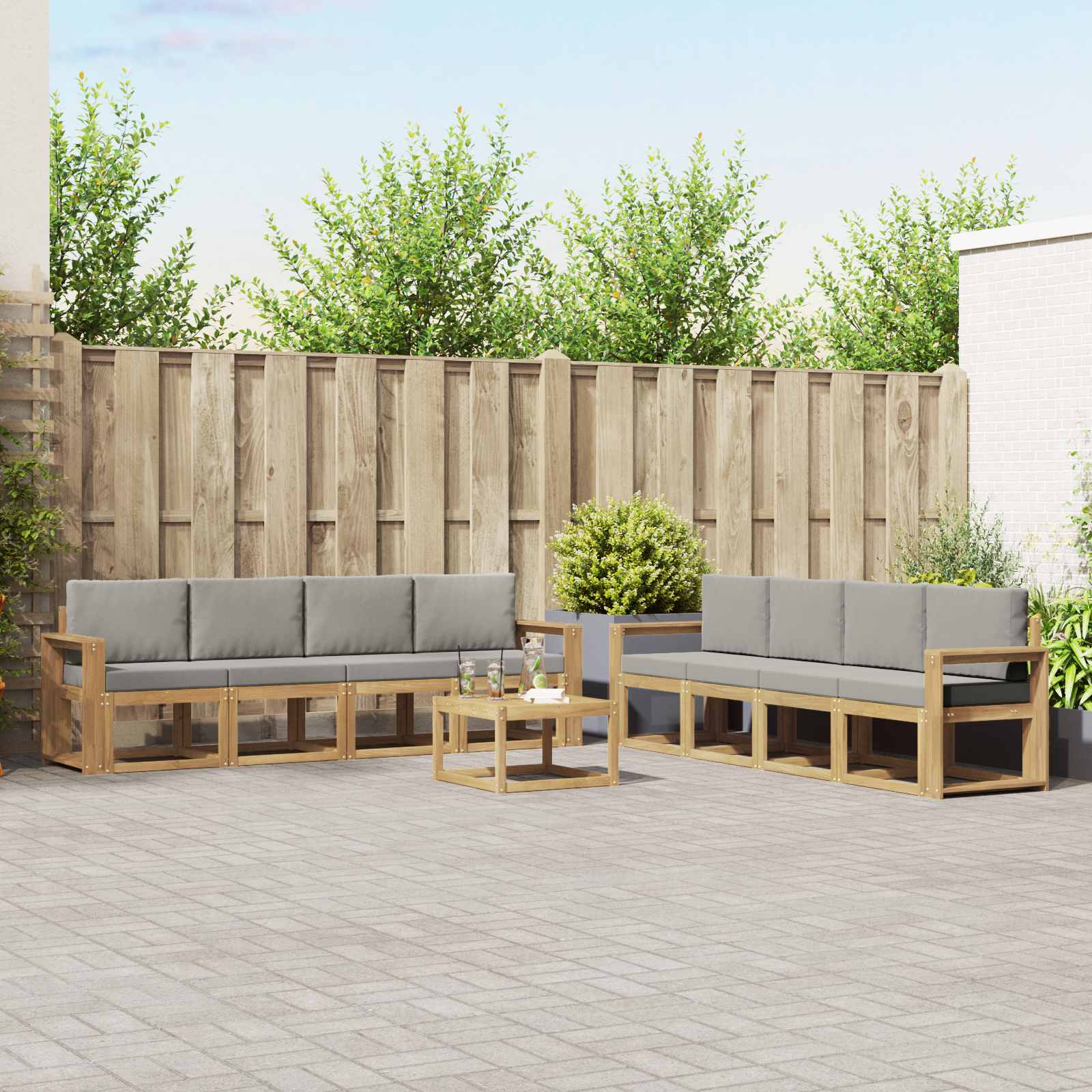 Set vanjskih sofa 9 pcs Bijela i svjetlosiva 59 x 59 x 37 cm