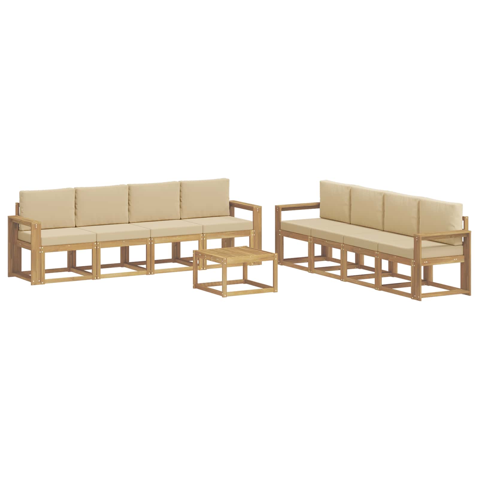 Set vanjskih sofa s jastukom 9 pcs Bijela i bež