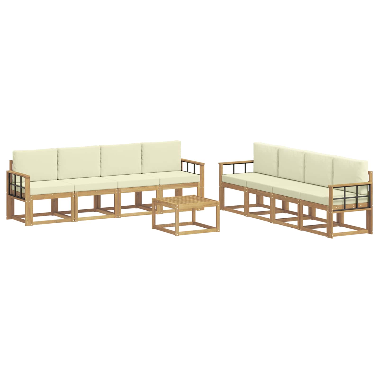 Set vanjskih sofa s jastukom 9 pcs Bijela i krem
