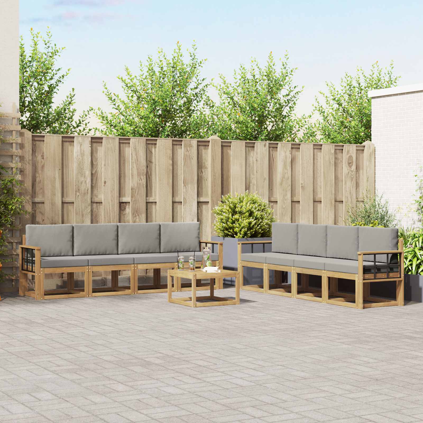 Set vanjskih sofa 9 pcs Bijela i svjetlosiva 59 x 59 x 37 cm