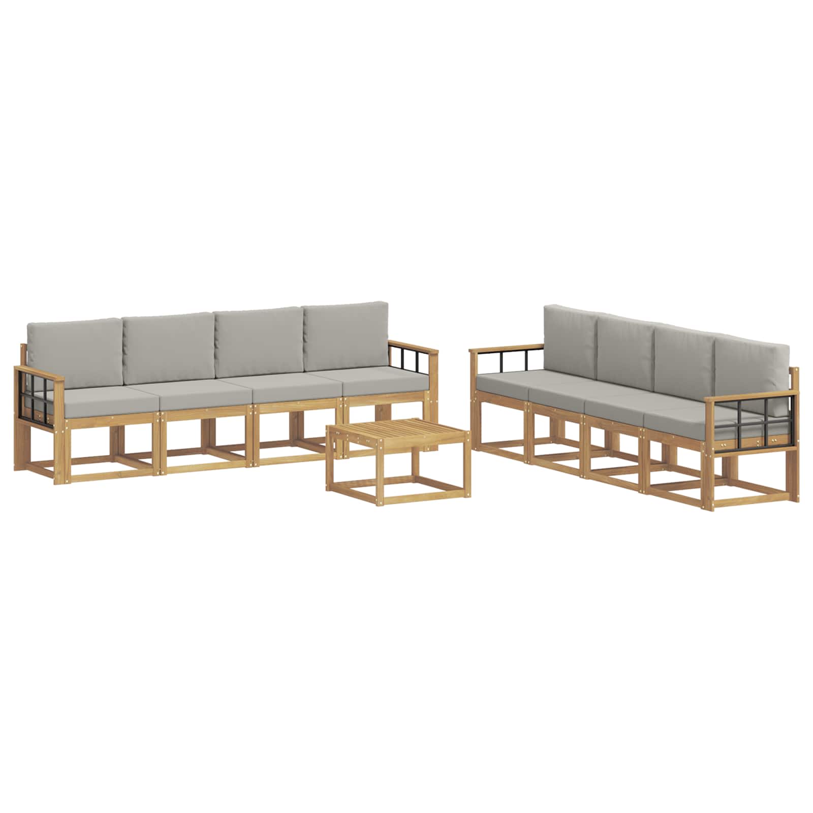 Set vanjskih sofa 9 pcs Bijela i svjetlosiva 59 x 59 x 37 cm