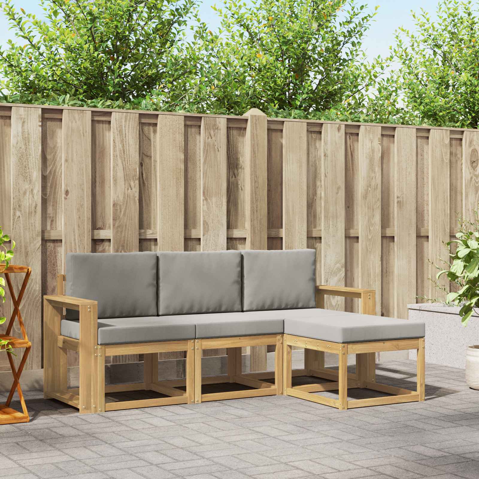 Set vanjskih sofa 4 pcs Bijela i svjetlosiva