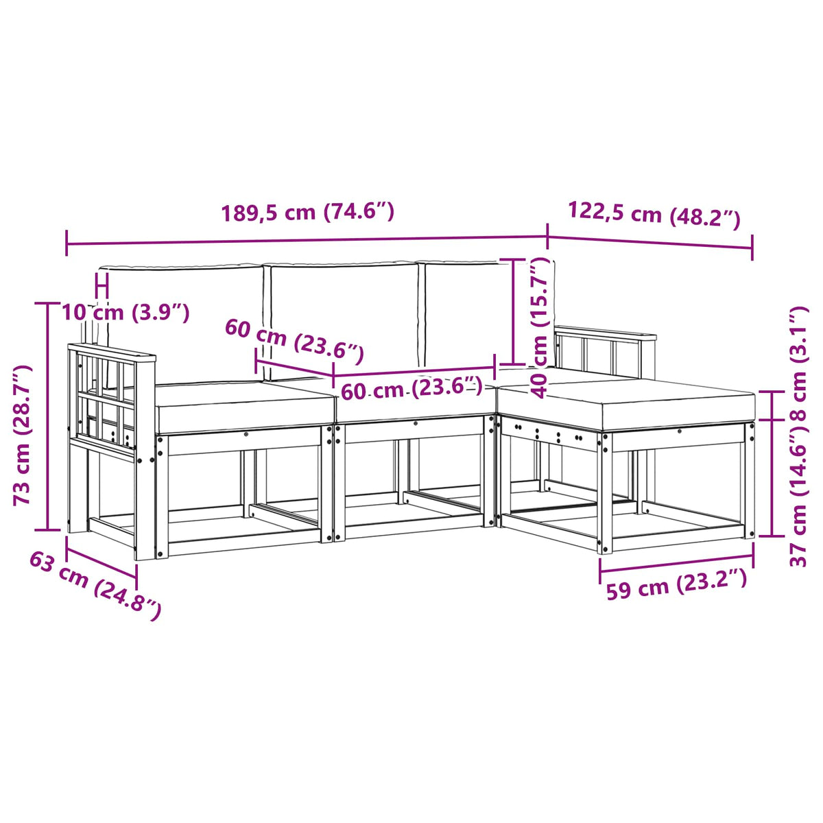 Set vanjskih sofa 4 kom.