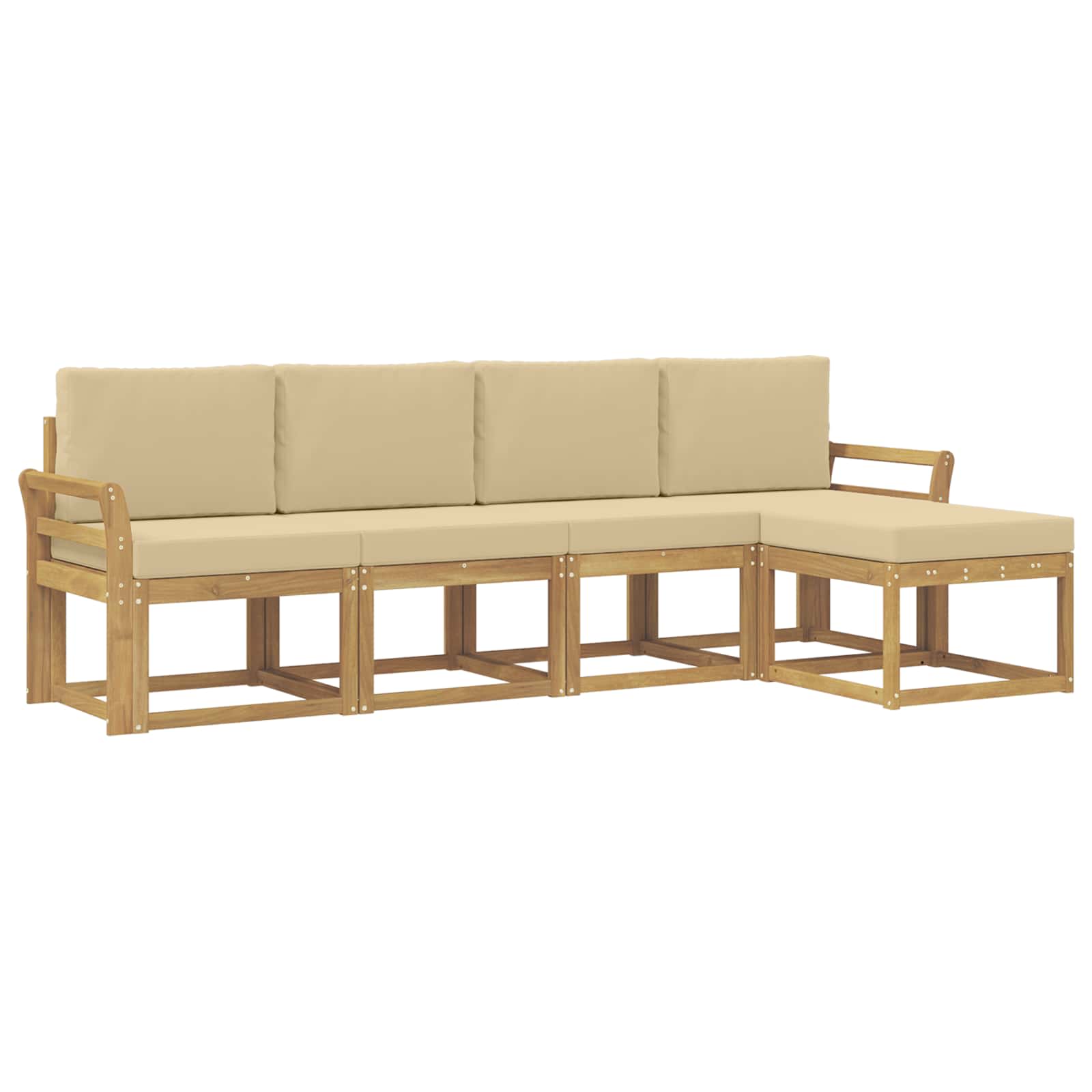 Set vanjskih sofa s jastukom 5 pcs Bijela i bež