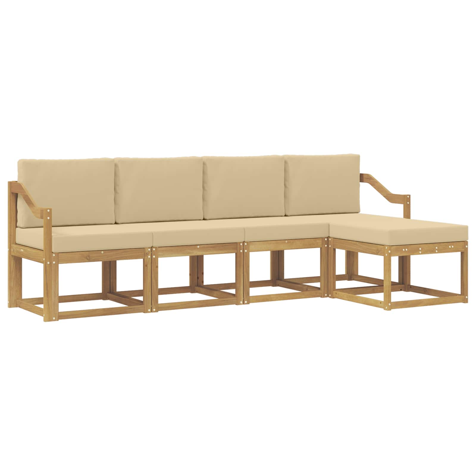 Set vanjskih sofa s jastukom 5 pcs Bijela i bež