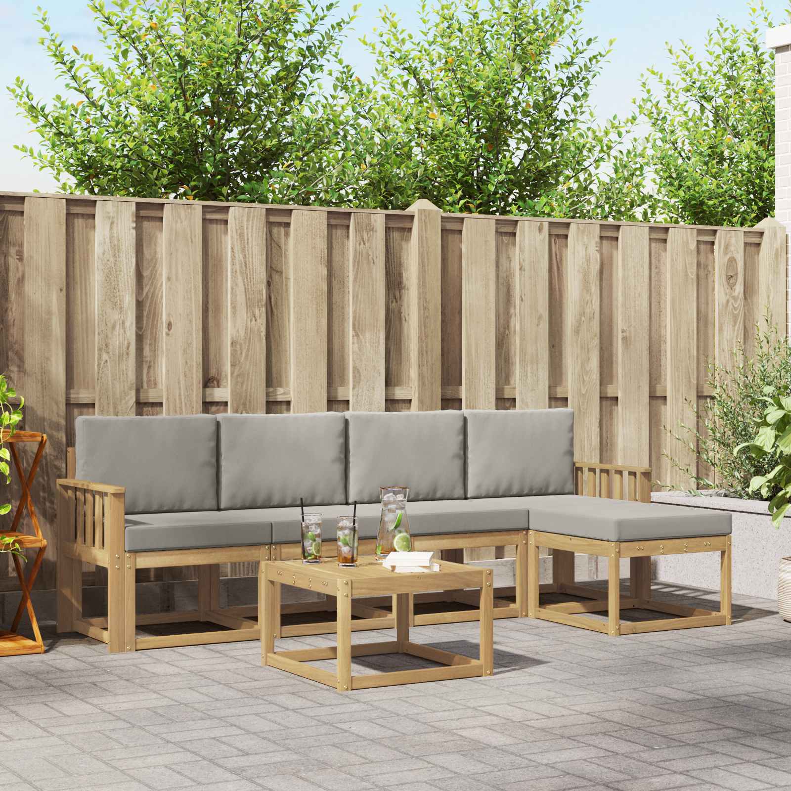 Set vanjskih sofa 6 pcs Bijela i svjetlosiva 59 x 59 x 37 cm