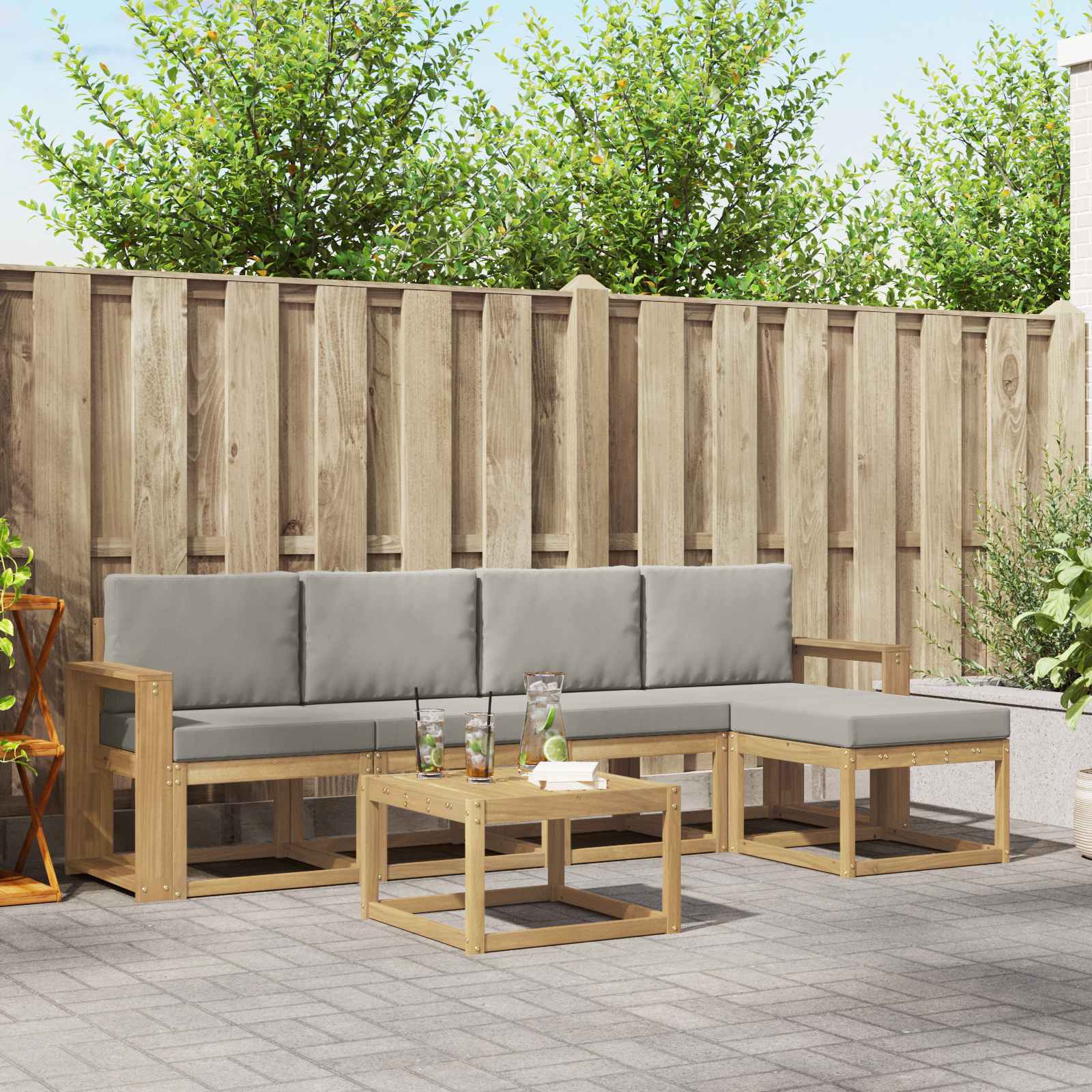 Set vanjskih sofa 6 pcs Bijela i svjetlosiva 59 x 59 x 37 cm