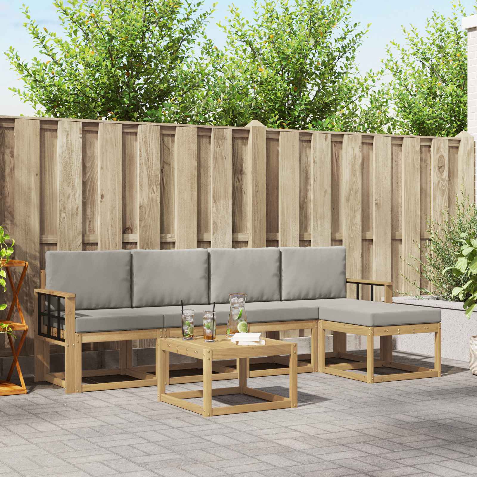 Set vanjskih sofa 6 pcs Bijela i svjetlosiva 59 x 59 x 37 cm