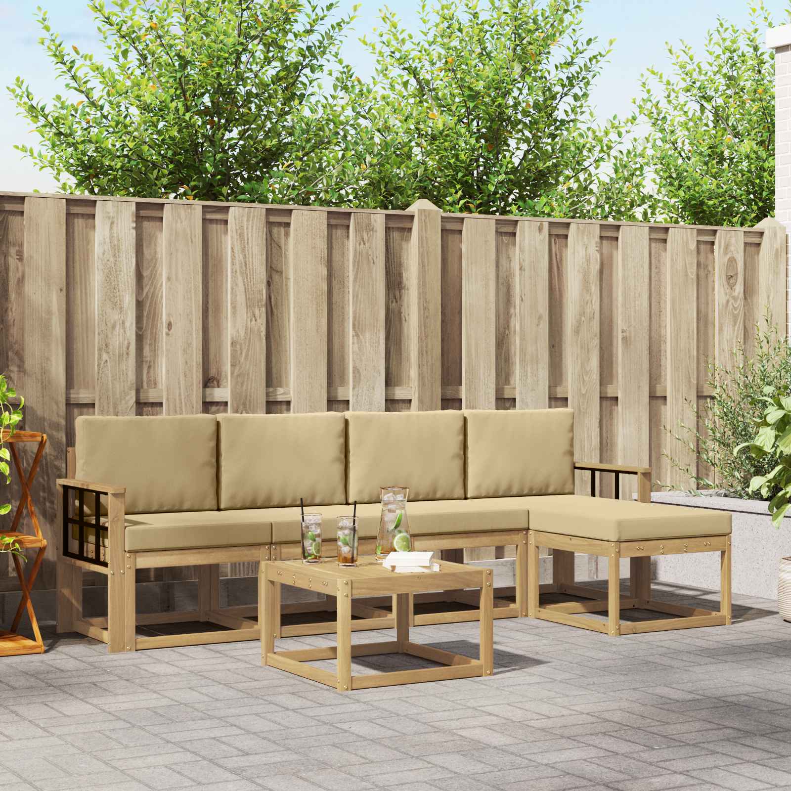 Set vanjskih sofa 6 kom. Bijela i bež