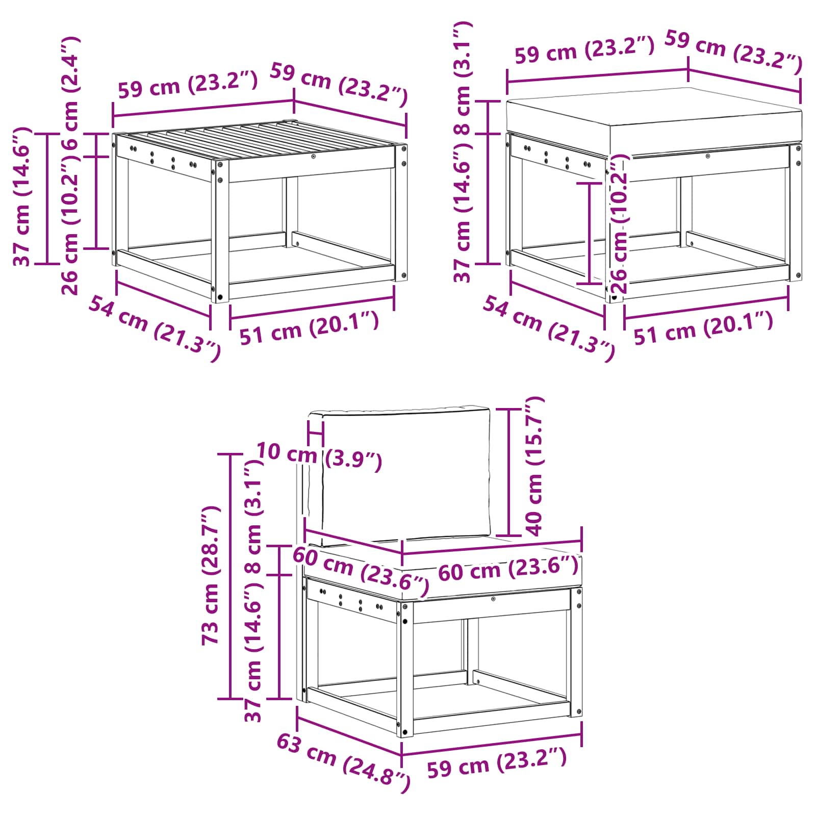 Set vanjskih sofa 6 kom. Bijela i bež