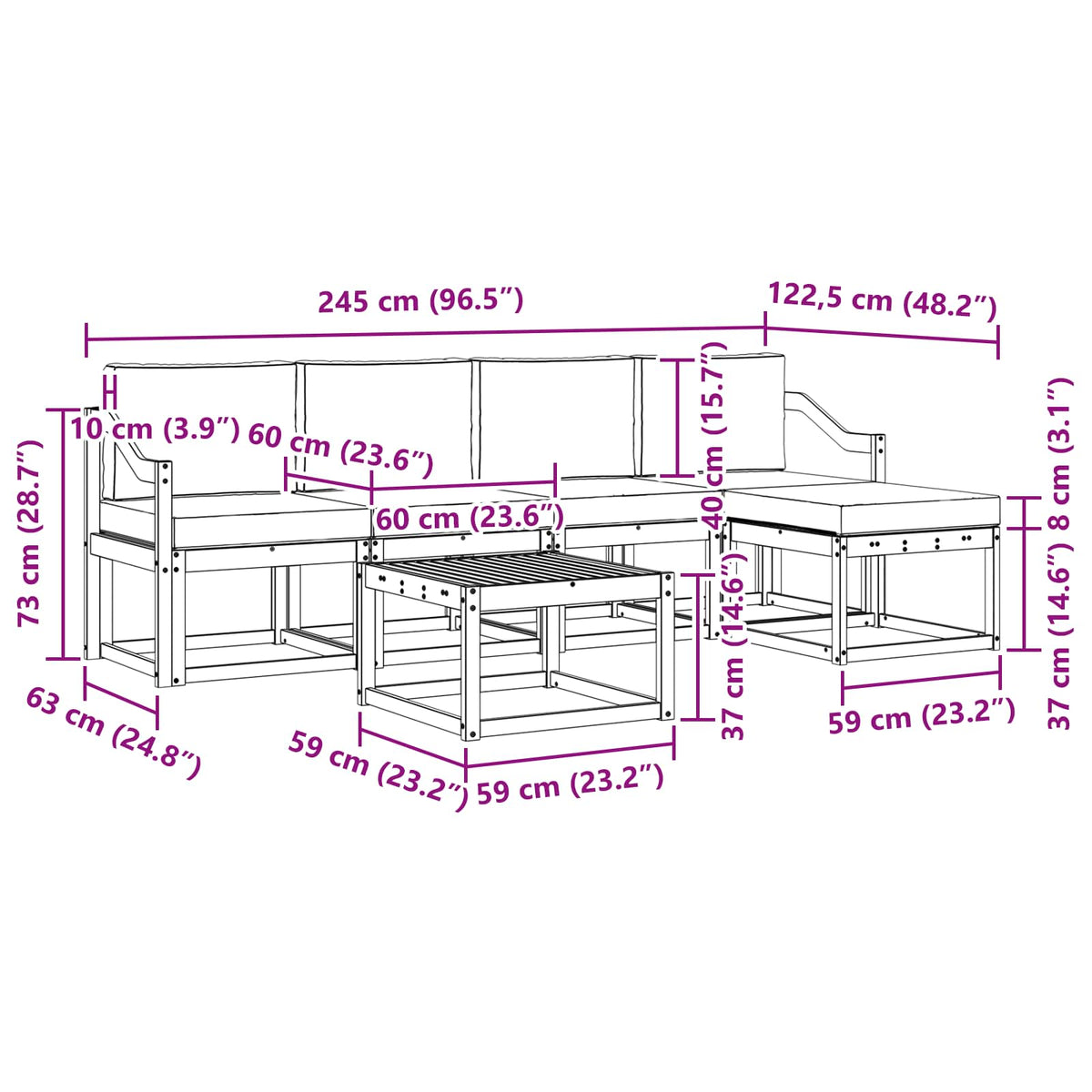 Set vanjskih sofa 6 kom. Bijela i bež