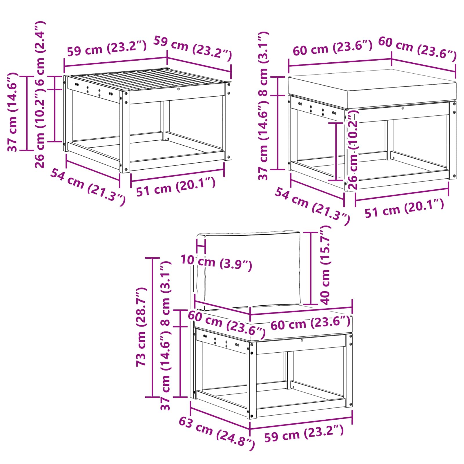 Set vanjskih sofa 6 kom. Bijela i bež