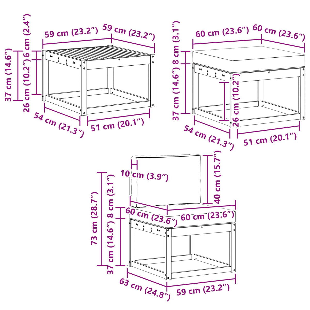 Set vanjskih sofa 6 kom. Bijela i bež