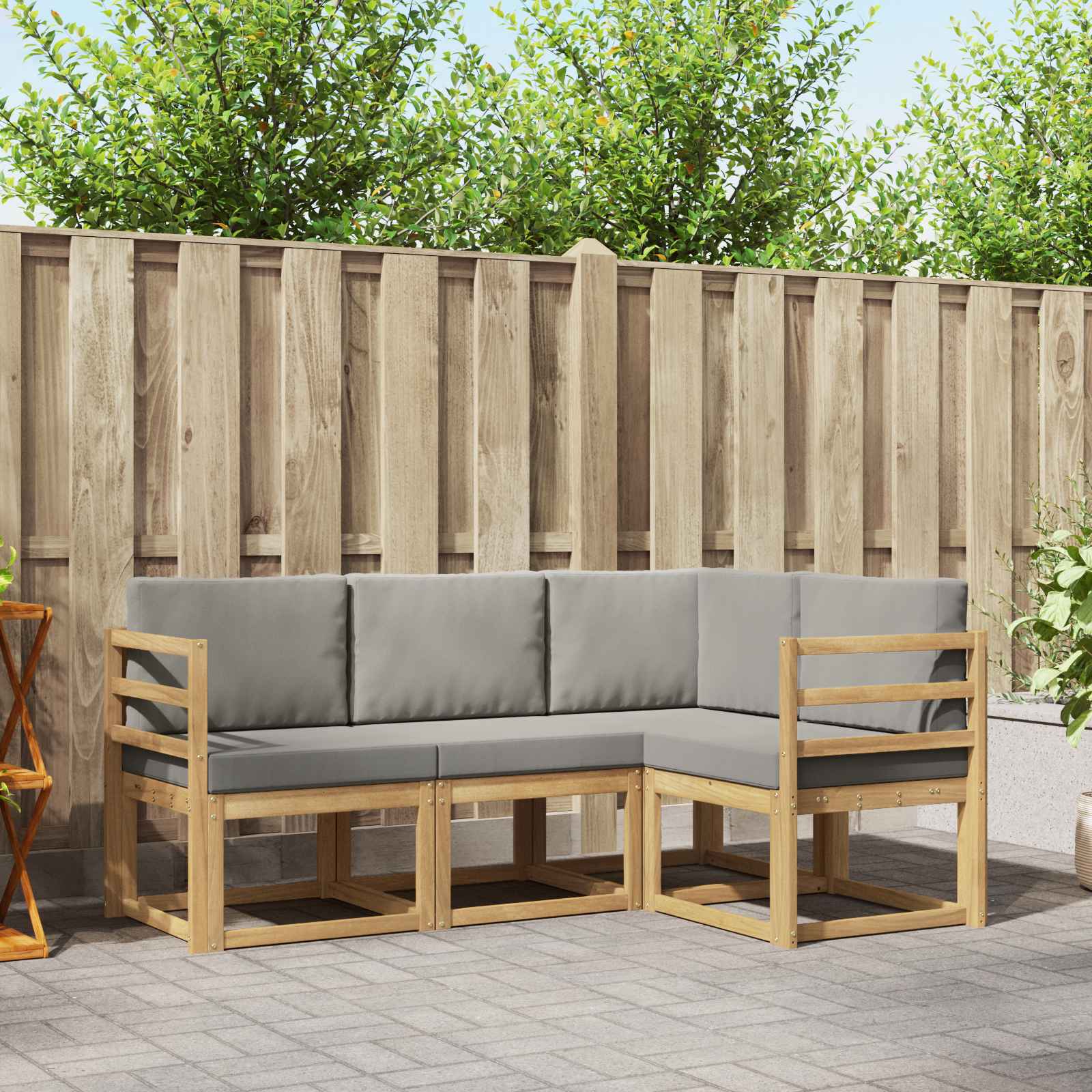 Set vanjskih sofa 4 pcs Bijela i svjetlosiva