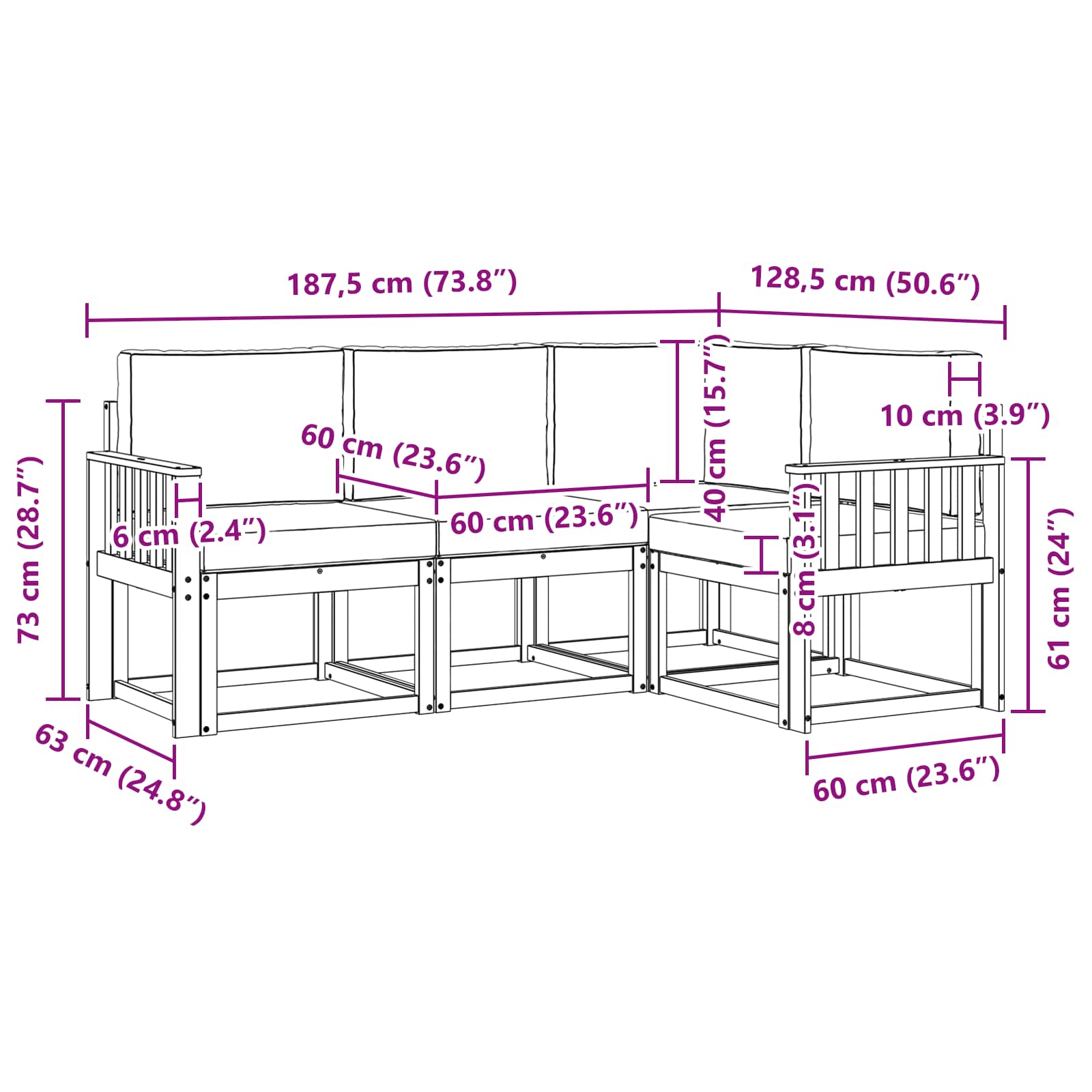Set vanjskih sofa s jastukom 4 pcs Bijela i antracit