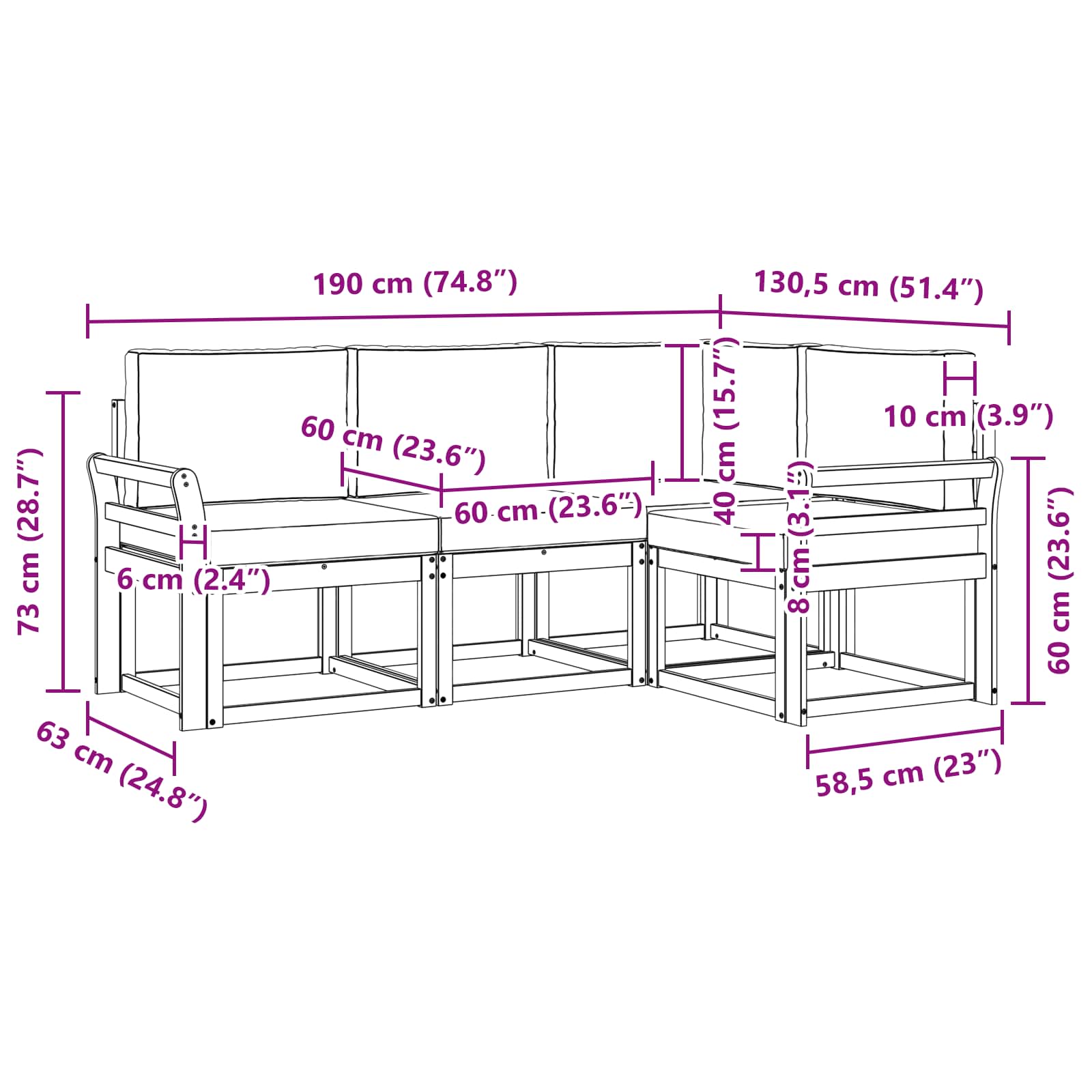 Set vanjskih sofa 4 pcs Bijela i svjetlosiva