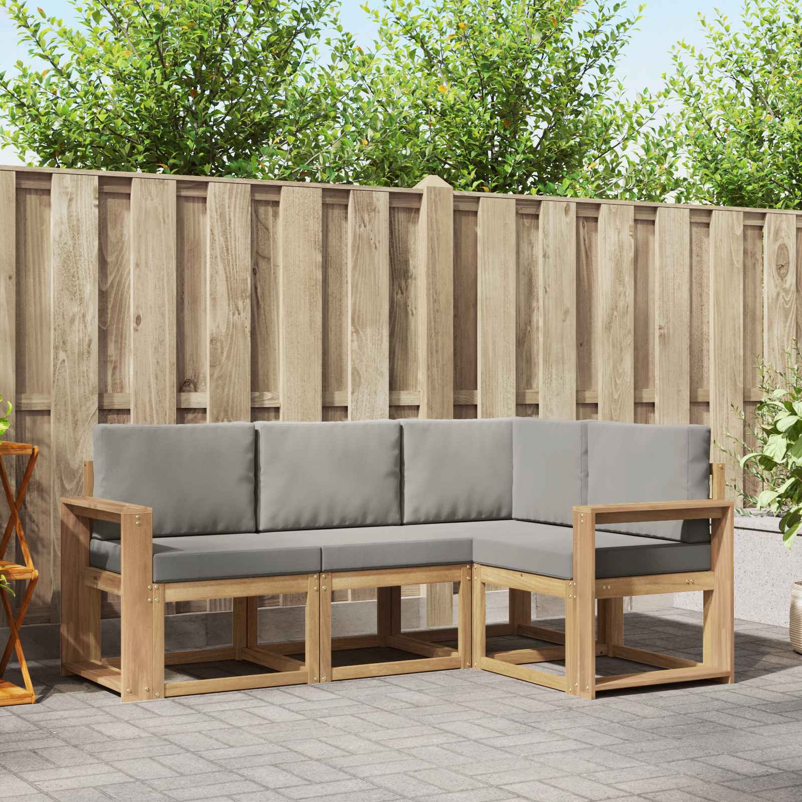 Set vanjskih sofa 4 pcs Bijela i svjetlosiva