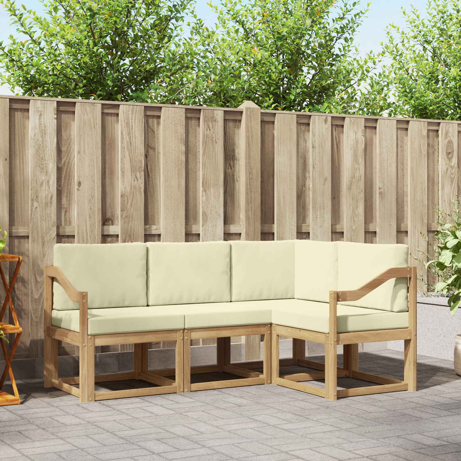 Set vanjskih sofa s jastukom 4 pcs Bijela i krem