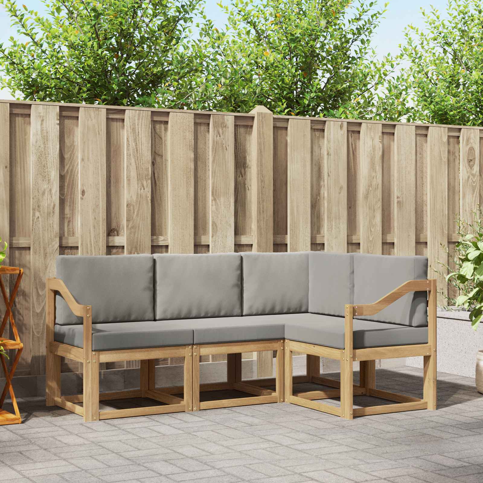 Set vanjskih sofa 4 pcs Bijela i svjetlosiva