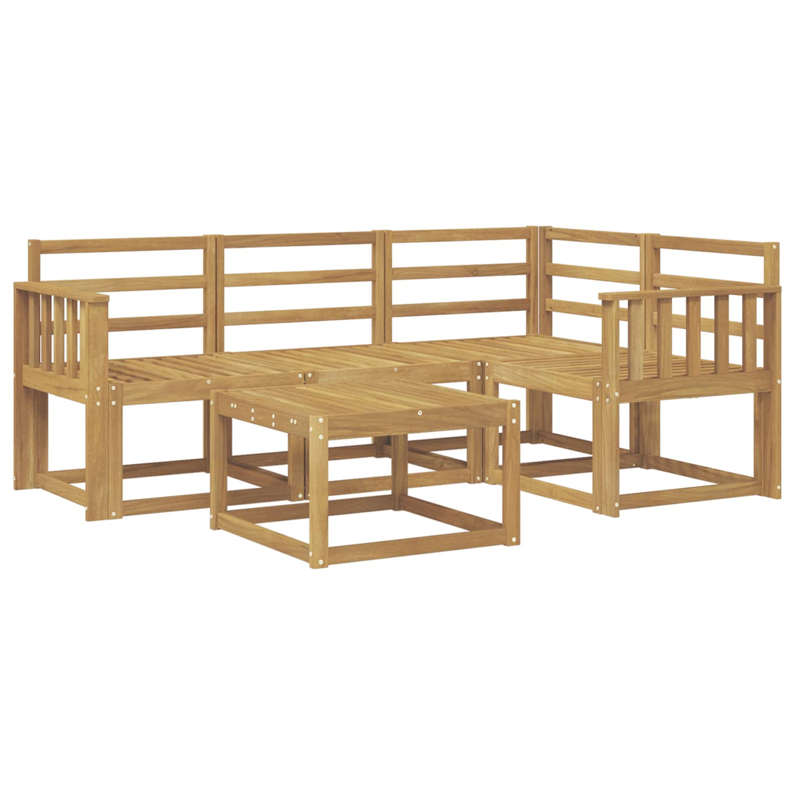Set vanjskih sofa 5 kom. Bijela Čvrsto drvo akacije