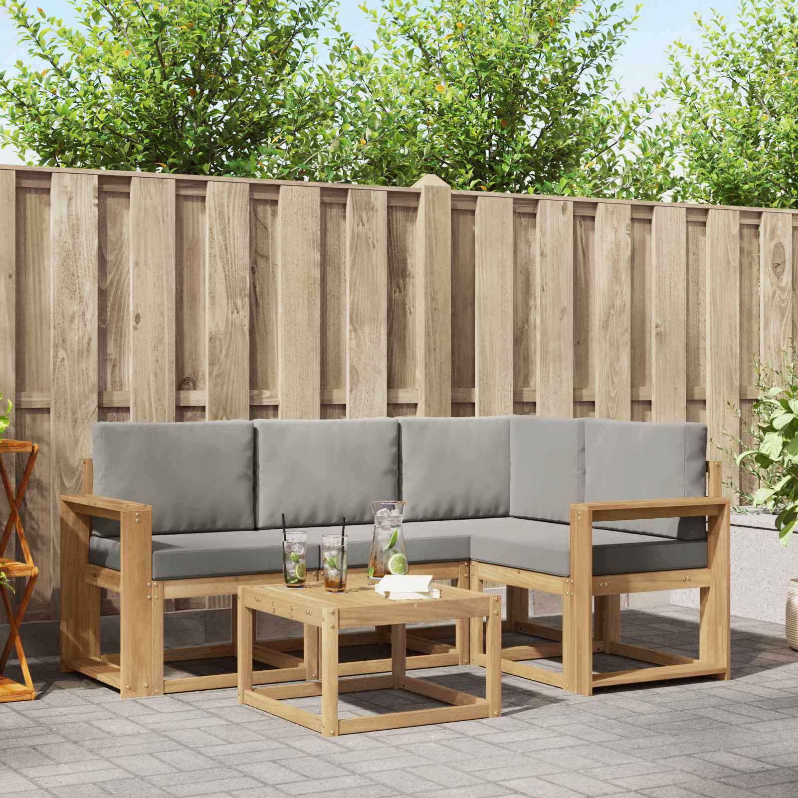 Set vanjskih sofa 5 pcs Bijela i svjetlosiva 59 x 59 x 37 cm