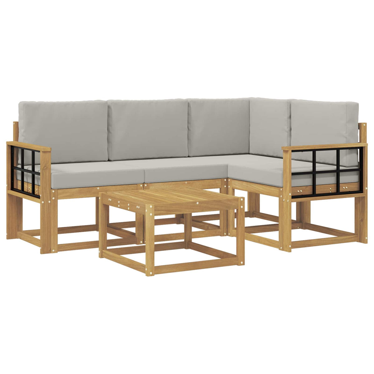 Set vanjskih sofa 5 kom. Bijela i svjetlosiva Poliester