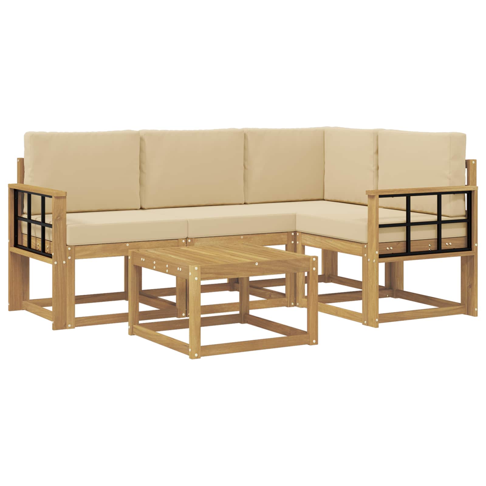 Set vanjskih sofa s jastukom 5 pcs Bijela i bež