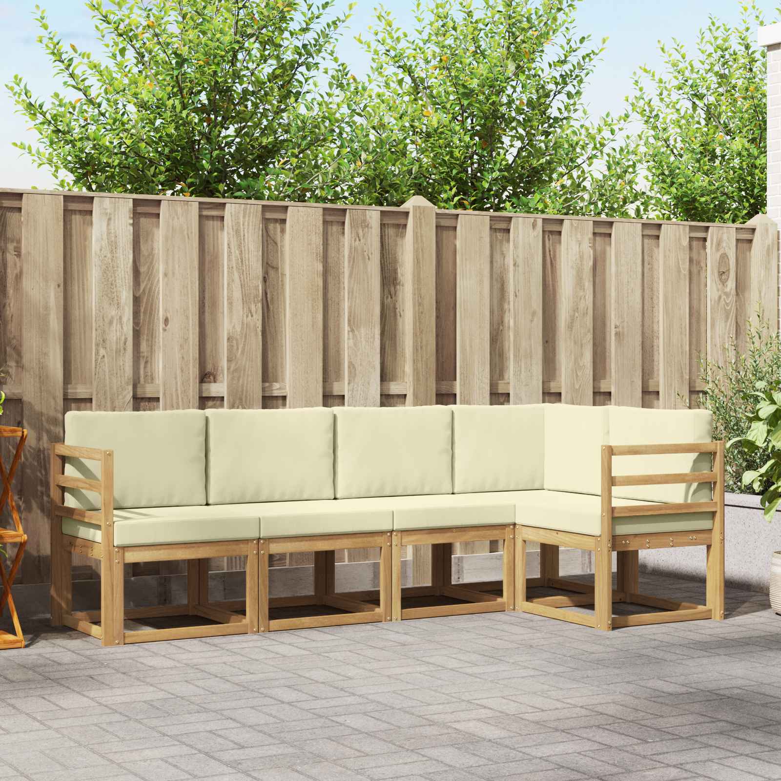 Set vanjskih sofa s jastukom 5 pcs Bijela i krem