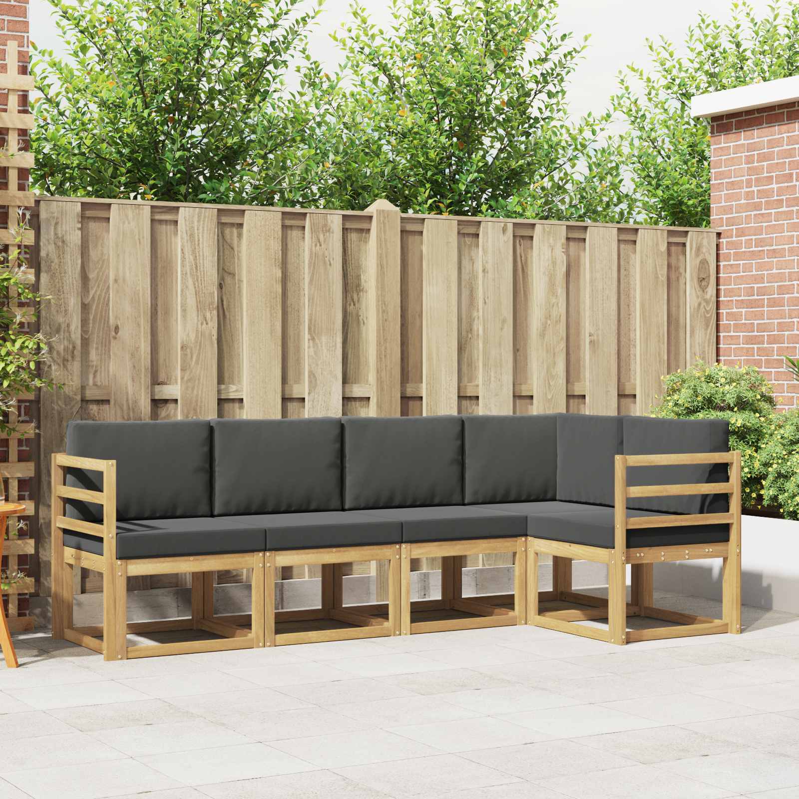 Set vanjskih sofa s jastukom 5 pcs Bijela i antracit