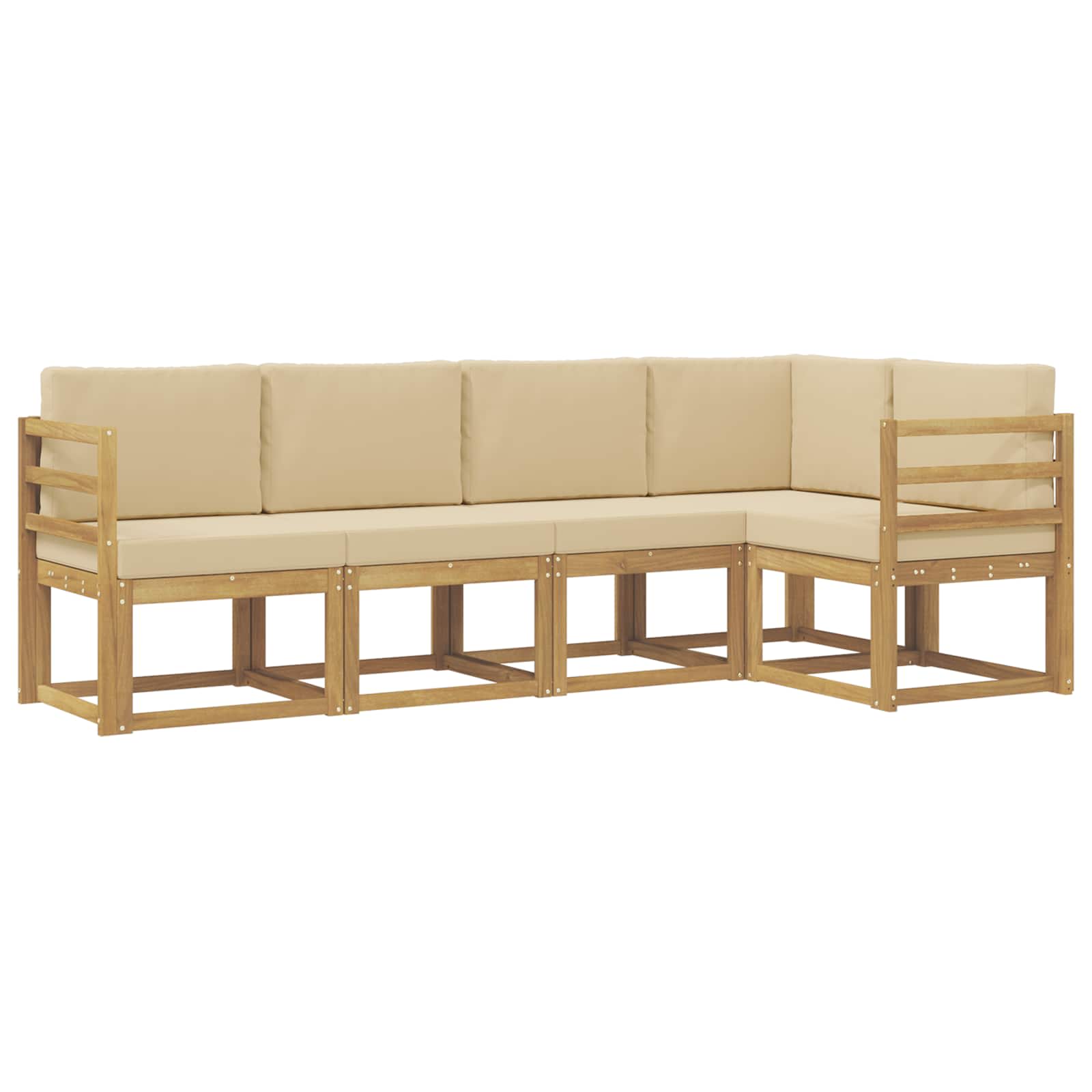 Set vanjskih sofa s jastukom 5 pcs Bijela i bež