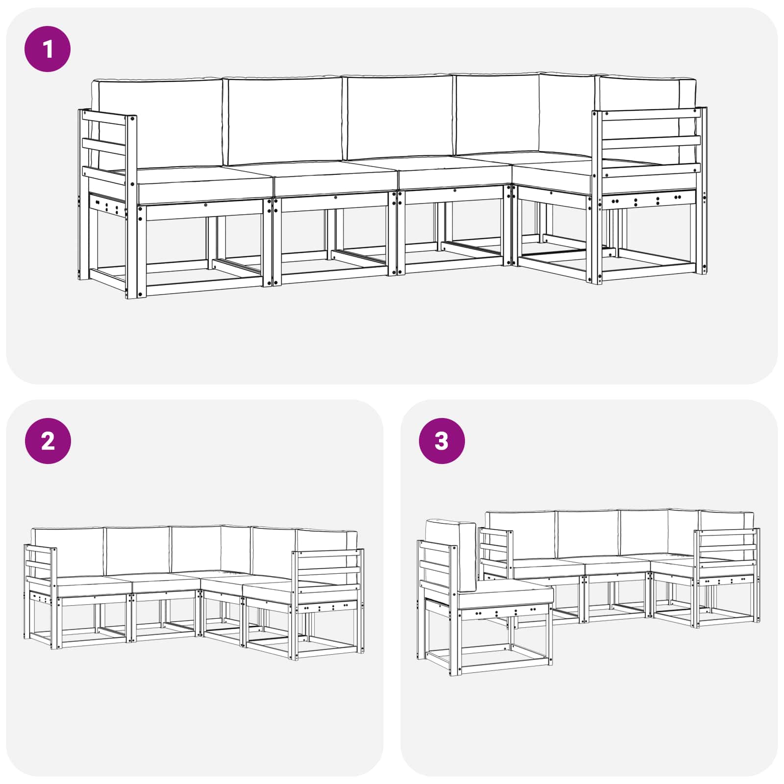 Set vanjskih sofa s jastukom 5 pcs Bijela i bež