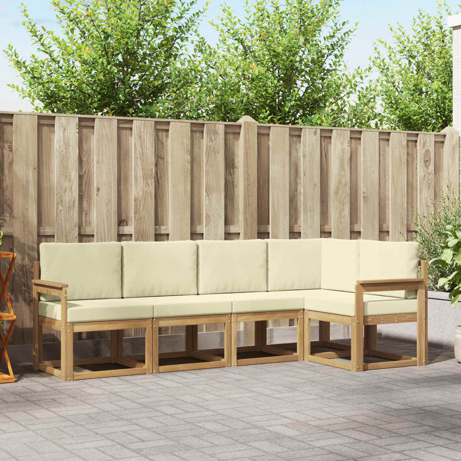 Set vanjskih sofa s jastukom 5 pcs Bijela i krem