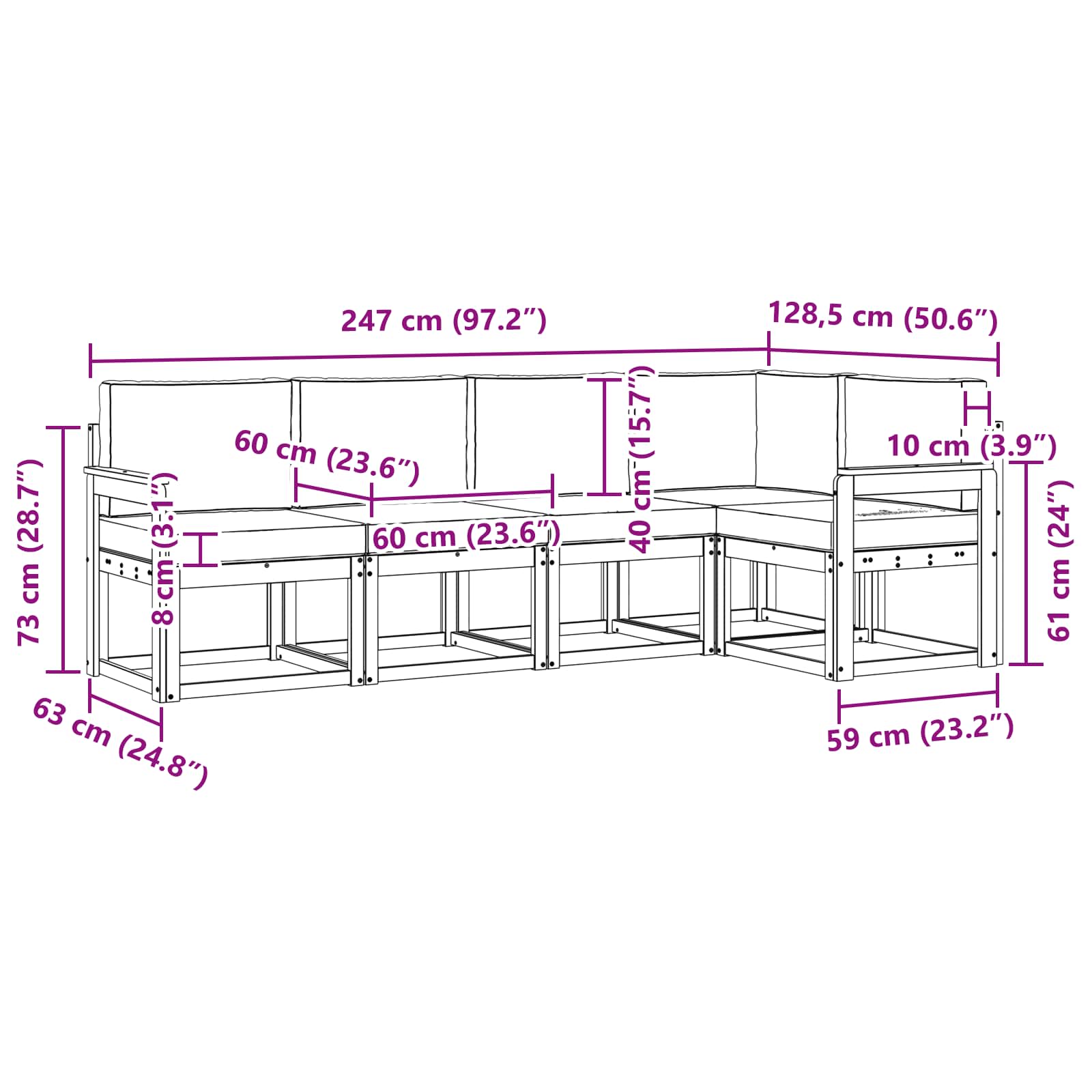 Set vanjskih sofa s jastukom 5 pcs Bijela i antracit