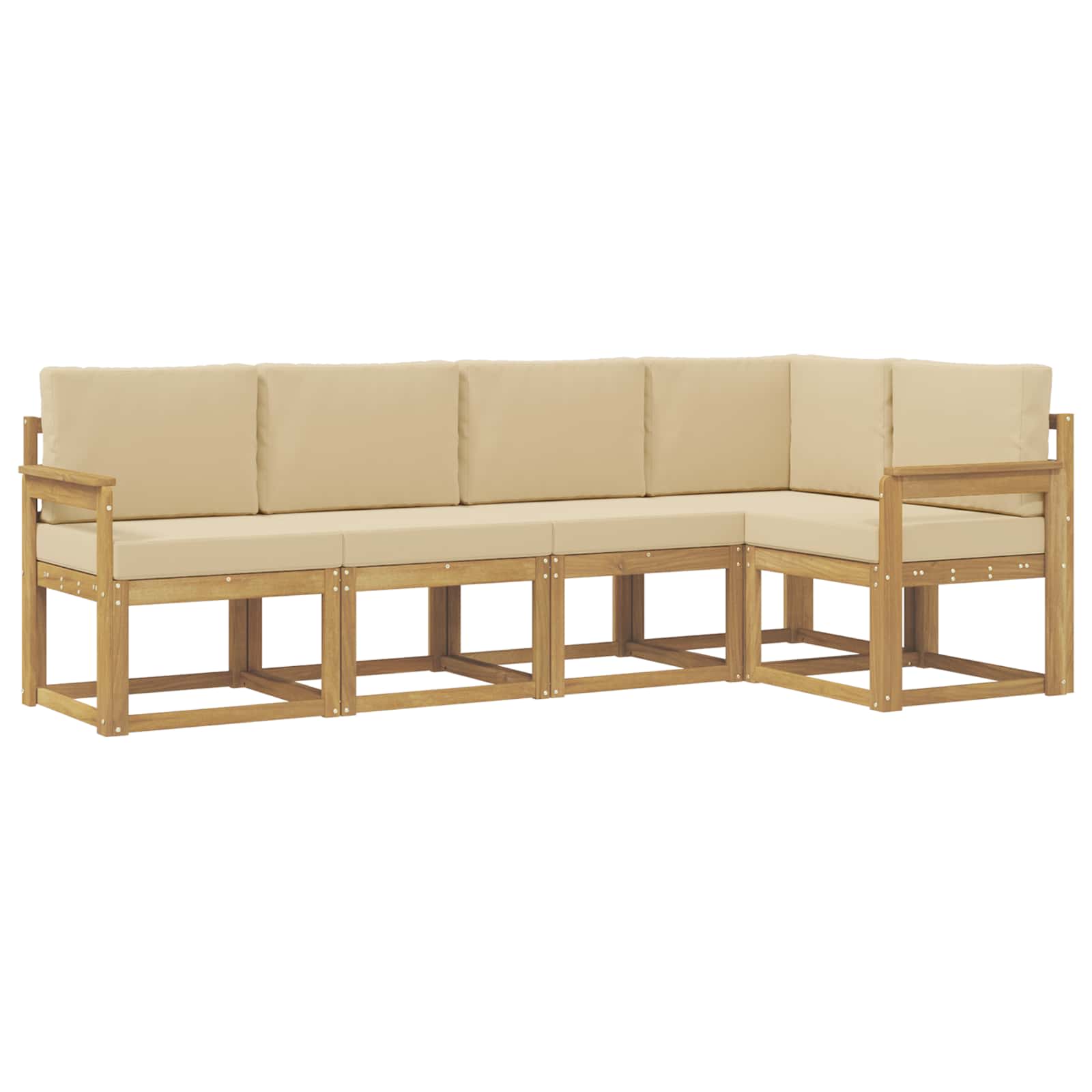 Set vanjskih sofa s jastukom 5 pcs Bijela i bež