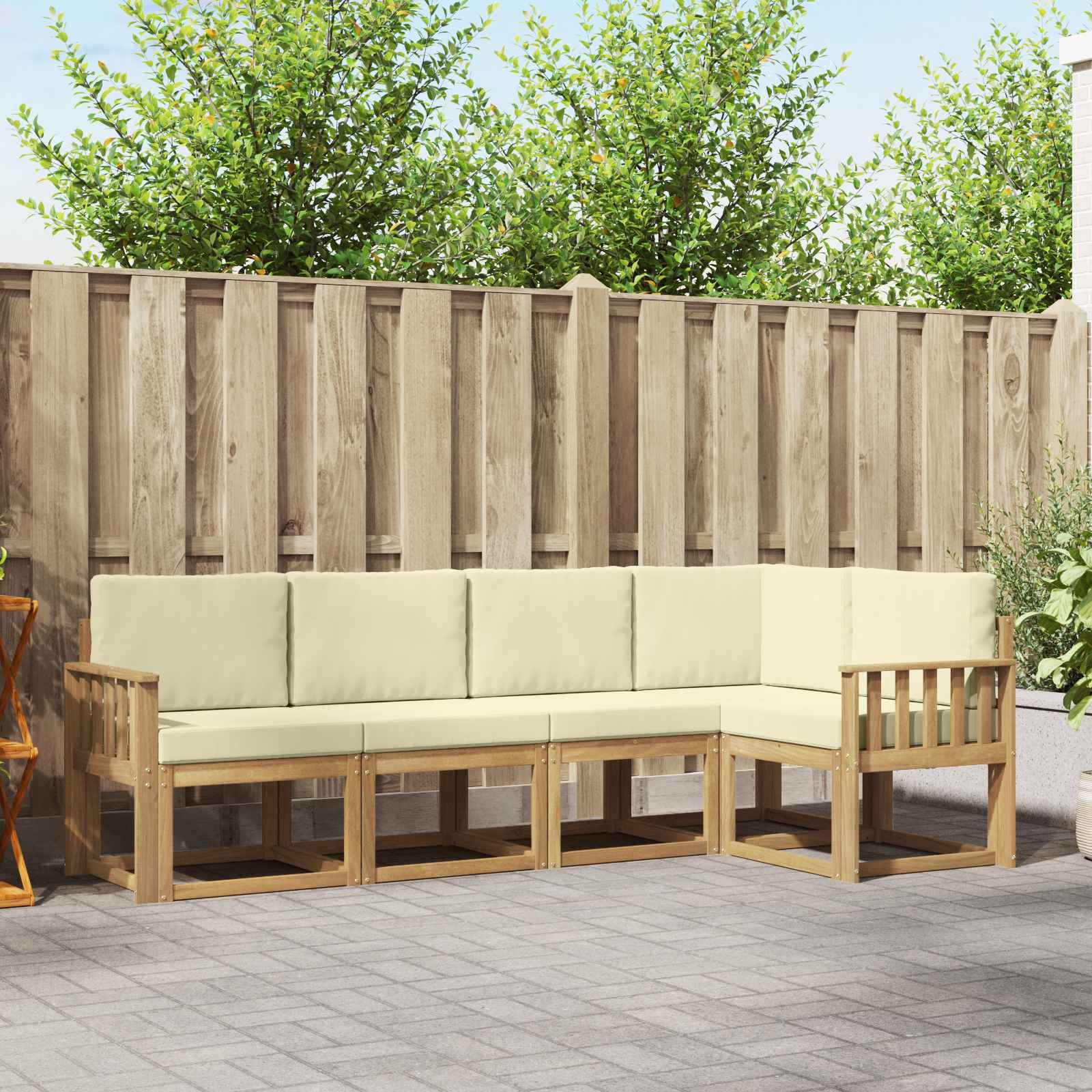 Set vanjskih sofa s jastukom 5 pcs Bijela i krem